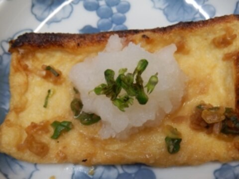 ネギと塩麹醤油漬け油揚げのグリル焼き